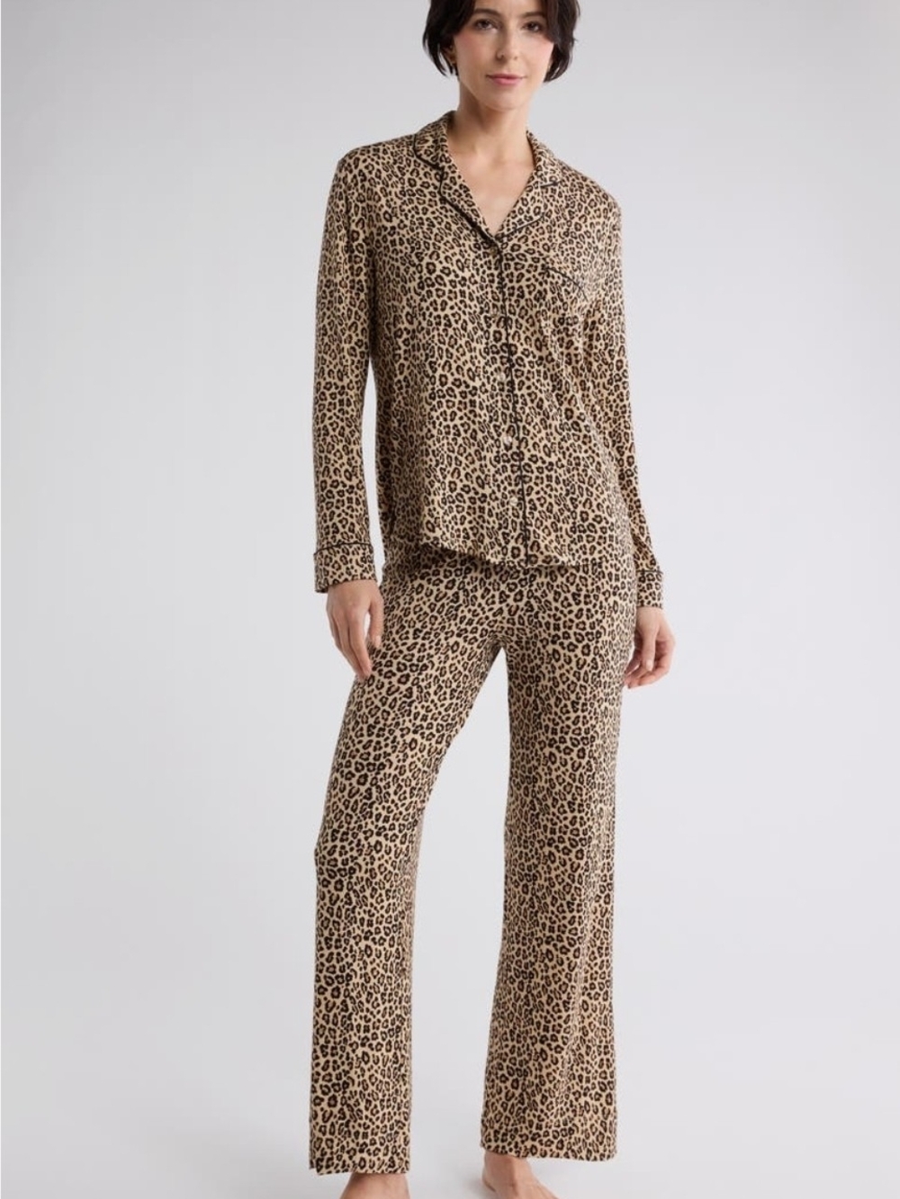 Leopard Print Women's Long Sleeve Pajama Set